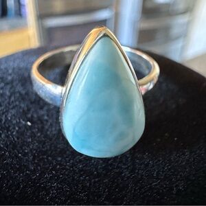 Larimar Teardrop Ring .925 Sterling Silver size 9 Ring NEW IN BOX
